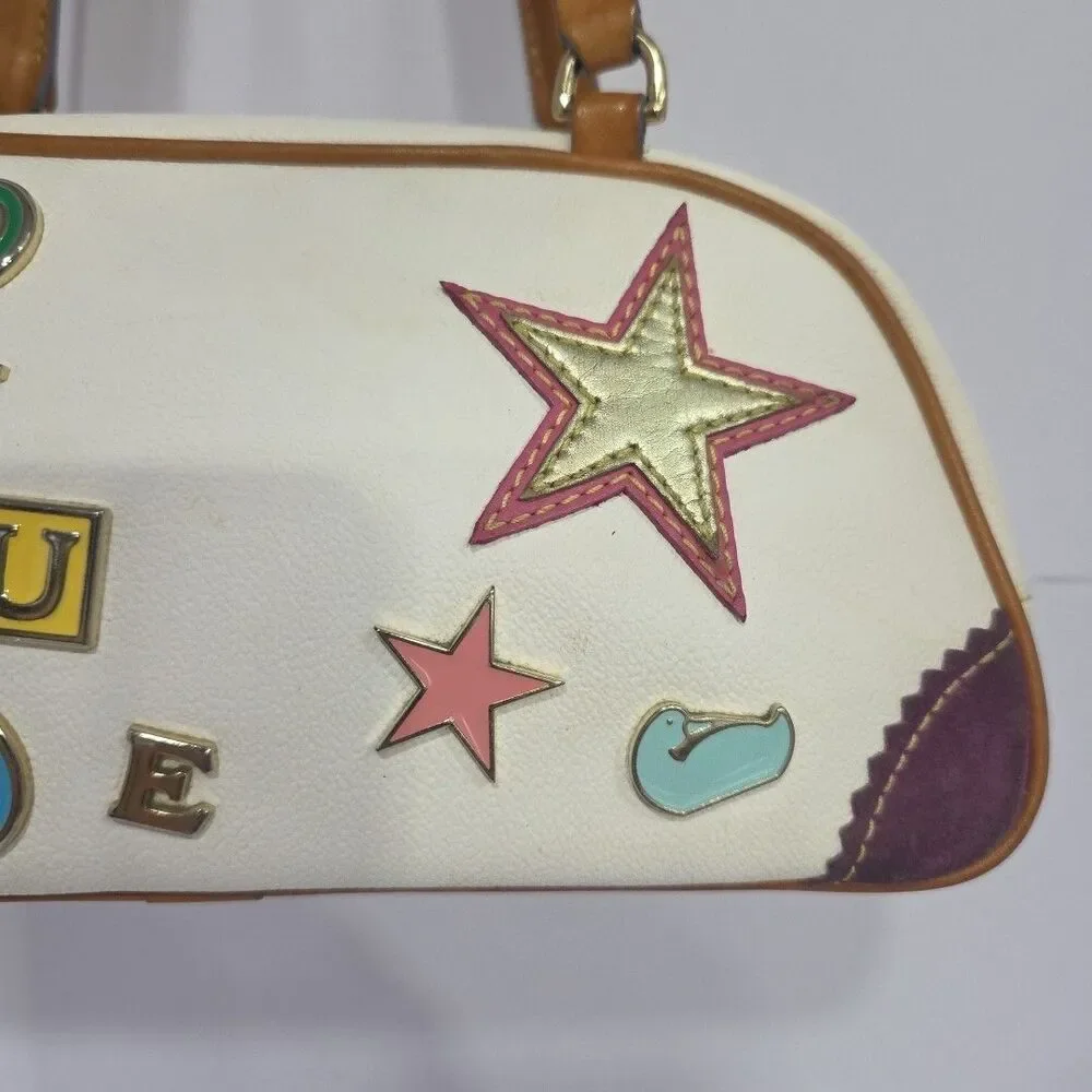 Vintage Dooney & Bourke x Lindsay Lohan White Y2K Shoulder Charm Bag Rare! - Picture 4 of 16